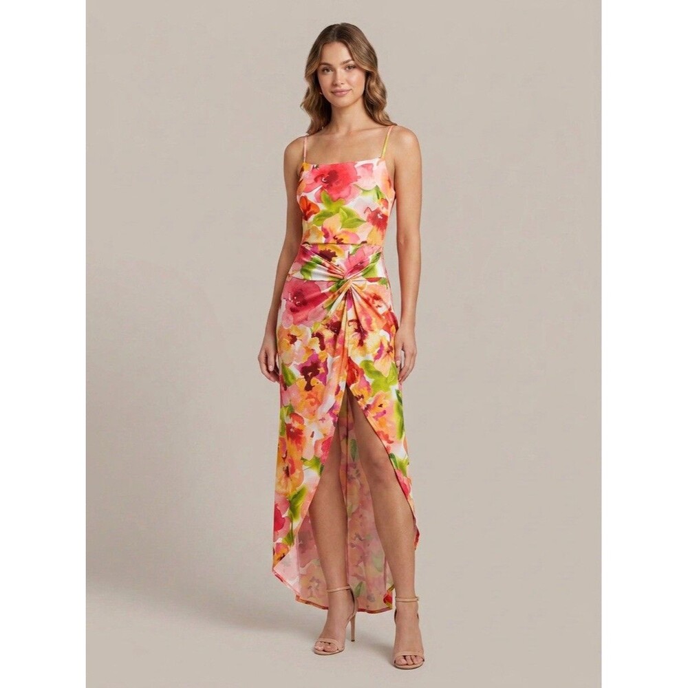 Haute Monde Watercolor Floral Maxi High Low Dress Size Small